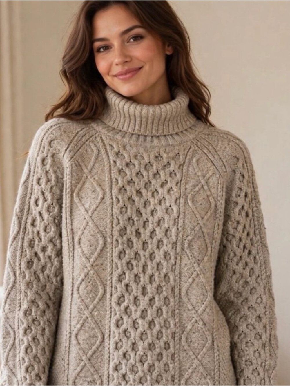 Wind River Heritage Cable Knit Turtleneck Sweater | Fisherman Aran Oatmeal | XL